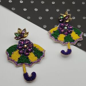 New MARDI GRAS SECOND LINE UMBRELLA  EARRINGS
